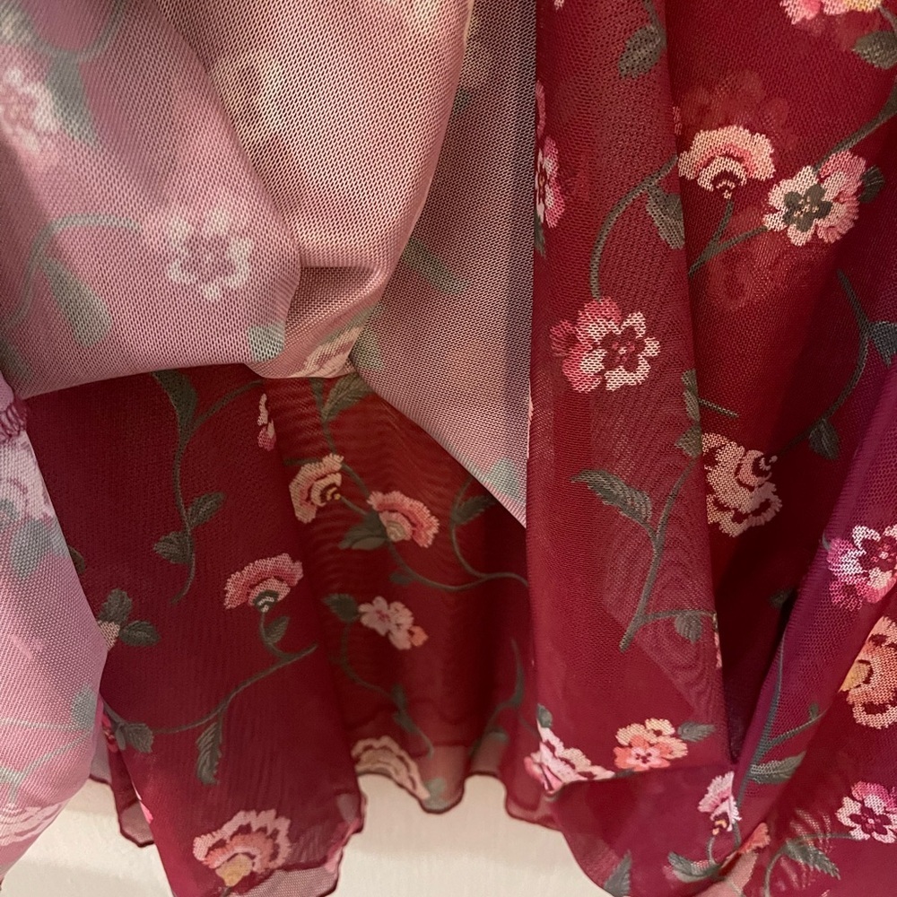 Lane Bryant Burgundy Floral Blouse - Picture 2 of 7